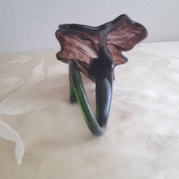 Deep Dark Purple Blown Glass Flower Sculpture USA - Picture 6 of 10